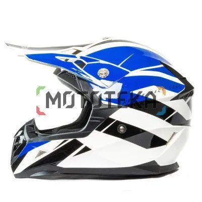 Шлем мото кроссовый HIZER (Хайзер) 915 #8 (XL) white/blue/black